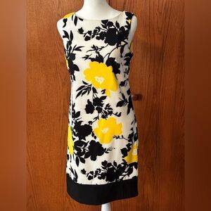 NWOT Dressbarn Floral Sleeveless Dress - Black and Yellow Size 4 Knee Length